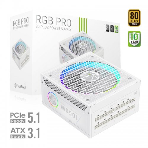 Блок живлення GAMEMAX RGB PRO 1050G 1050W (RGB PRO 1050G WH) White купити з перевіркою сумісності: огляд, характеристики, ціна у Києві, Львові, Вінниці, Хмельницькому, Івано-Франківську, Україні | інтернет-магазин TELEMART.UA фото