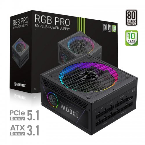 Блок живлення GAMEMAX RGB PRO 1300P 1300W (RGB PRO 1300P) Black купити в Україні: Київ, Львів, Хмельницький, Тернопіль | Перевірка сумісності, низька ціна, відгуки, характеристики від TELEMART фото