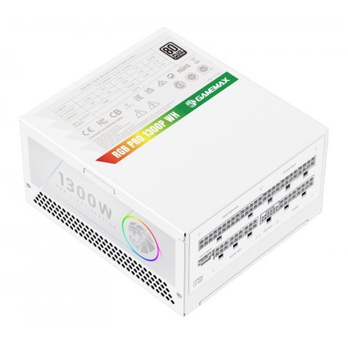 Блок живлення GAMEMAX RGB PRO 1300P 1300W (RGB PRO 1300P WH) White купити в Україні: Київ, Львів, Хмельницький, Тернопіль | Перевірка сумісності, низька ціна, відгуки, характеристики від TELEMART фото