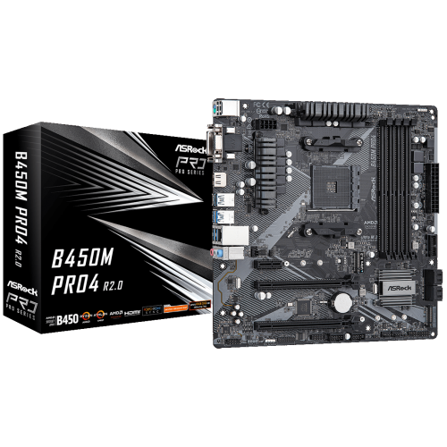 Купить Уценка материнская плата AsRock B450M Pro4 R2.0 (sAM4, AMD B450) (Повреждена упаковка, 801988) с проверкой совместимости: обзор, характеристики, цена в Киеве, Днепре, Одессе, Харькове, Украине | интернет-магазин TELEMART.UA фото