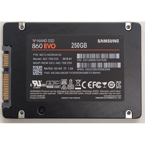 Ssd-диск Samsung 860 EVO V-NAND MLC 250GB 2.5" (MZ-76E250B) (Відновлено продавцем, 801997) купити з перевіркою сумісності: огляд, характеристики, ціна у Києві, Львові, Вінниці, Хмельницькому, Івано-Франківську, Україні | інтернет-магазин TELEMART.UA фото