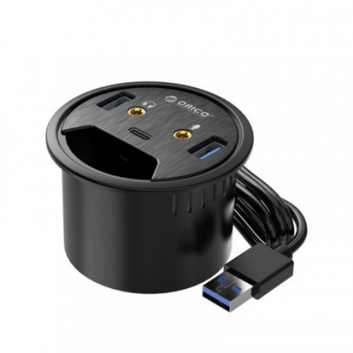 Купити USB-хаб ORICO Power Grommet (ORICO DESK-2U1C) Black - ціна в Києві, Львові, Вінниці, Хмельницькому, Франківську, Україні | інтернет-магазин TELEMART.UA фото