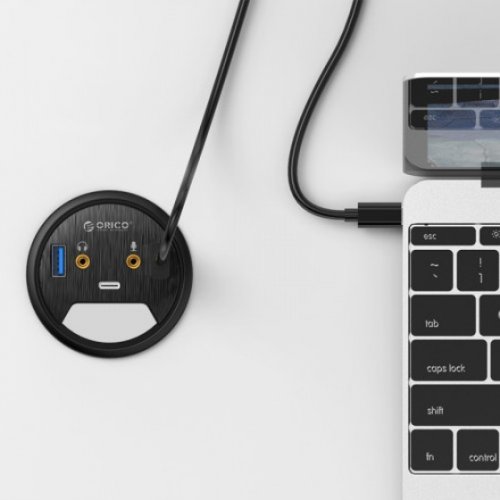 Купити USB-хаб ORICO Power Grommet (ORICO DESK-2U1C) Black - ціна в Києві, Львові, Вінниці, Хмельницькому, Франківську, Україні | інтернет-магазин TELEMART.UA фото