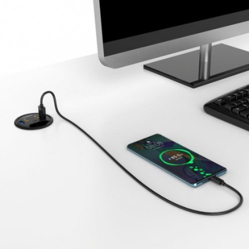 Купити USB-хаб ORICO Power Grommet (ORICO DESK-2U1C) Black - ціна в Києві, Львові, Вінниці, Хмельницькому, Франківську, Україні | інтернет-магазин TELEMART.UA фото