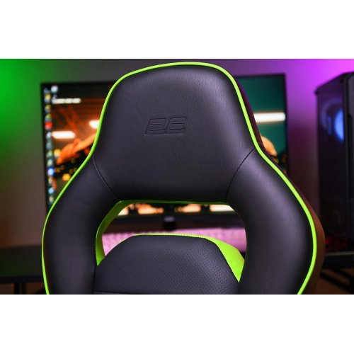 Купить Игровое кресло 2E Hebi (2E-GC-HEB-BK) Black/Green - цена в Харькове, Киеве, Днепре, Одессе
в интернет-магазине Telemart фото