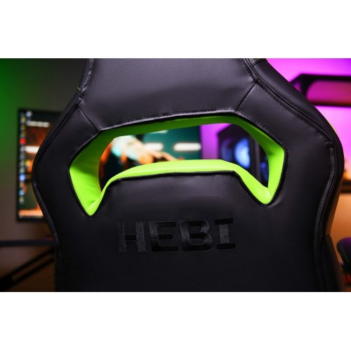 Купить Игровое кресло 2E Hebi (2E-GC-HEB-BK) Black/Green - цена в Харькове, Киеве, Днепре, Одессе
в интернет-магазине Telemart фото