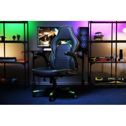 Купить Игровое кресло 2E Hebi (2E-GC-HEB-BK) Black/Green - цена в Харькове, Киеве, Днепре, Одессе
в интернет-магазине Telemart фото