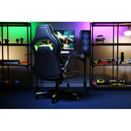 Купить Игровое кресло 2E Hebi (2E-GC-HEB-BK) Black/Green - цена в Харькове, Киеве, Днепре, Одессе
в интернет-магазине Telemart фото