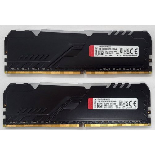 Купить Озу Kingston DDR4 32GB (2x16GB) 3200Mhz FURY Beast RGB Black (KF432C16BB1AK2/32) (Восстановлено продавцом, 802244) с проверкой совместимости: обзор, характеристики, цена в Киеве, Днепре, Одессе, Харькове, Украине | интернет-магазин TELEMART.UA фото