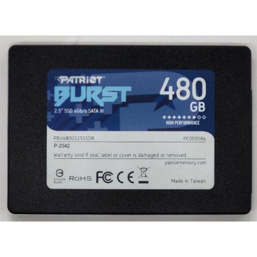 Ssd-диск Patriot Burst Elite 3D NAND TLC 480GB 2.5" (PBE480GS25SSDR) (Відновлено продавцем, 802766) купити з перевіркою сумісності: огляд, характеристики, ціна у Києві, Львові, Вінниці, Хмельницькому, Івано-Франківську, Україні | інтернет-магазин TELEMART.UA фото