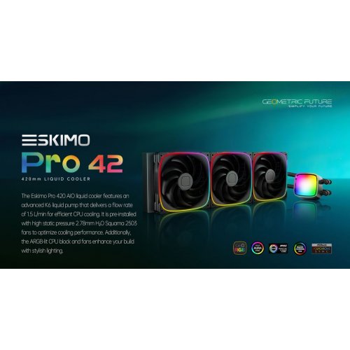 Готова СВО Geometric Future Eskimo Pro 420 ARGB (GEO-EP-42B) Black купити в Україні: Київ, Львів, Хмельницький, Тернопіль | Перевірка сумісності, низька ціна, відгуки, характеристики від TELEMART фото