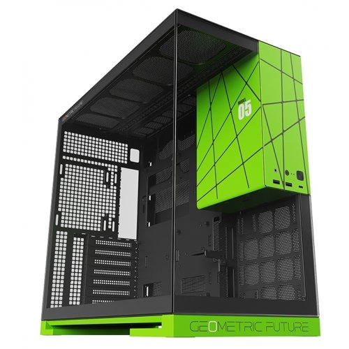 Купить Корпус Geometric Future Model 5 Glass без БП (GEO-M5-BNV) Black/Green с проверкой совместимости: обзор, характеристики, цена в Киеве, Днепре, Одессе, Харькове, Украине | интернет-магазин TELEMART.UA фото