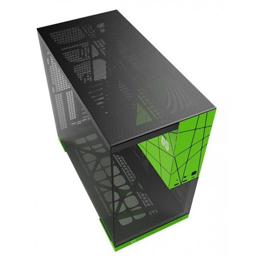 Корпус Geometric Future Model 5 Glass без БП (GEO-M5-BNV) Black/Green купить в Украине: Киев, Днепр, Харьков, Одесса  | Проверка совместимости, низкая цена, отзывы, характеристики от TELEMART фото
