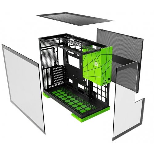 Корпус Geometric Future Model 5 Glass без БП (GEO-M5-BNV) Black/Green купить в Украине: Киев, Днепр, Харьков, Одесса  | Проверка совместимости, низкая цена, отзывы, характеристики от TELEMART фото