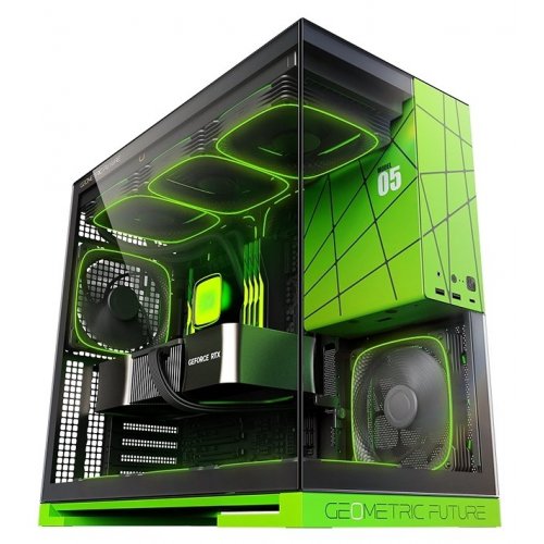 Корпус Geometric Future Model 5 Glass без БП (GEO-M5-BNV) Black/Green купить в Украине: Киев, Днепр, Харьков, Одесса  | Проверка совместимости, низкая цена, отзывы, характеристики от TELEMART фото