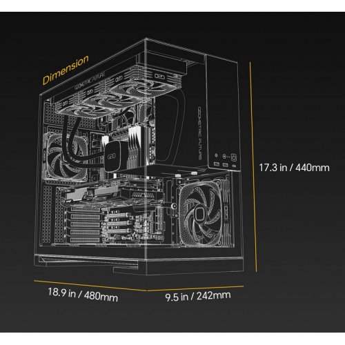 Корпус Geometric Future Model 5 Glass без БП (GEO-M5-BNV) Black/Green купить в Украине: Киев, Днепр, Харьков, Одесса  | Проверка совместимости, низкая цена, отзывы, характеристики от TELEMART фото