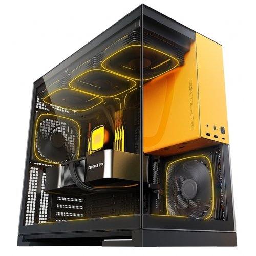 Купить Корпус Geometric Future Model 5F Glass без БП (GEO-M5F-BY) Black/Yellow с проверкой совместимости: обзор, характеристики, цена в Киеве, Днепре, Одессе, Харькове, Украине | интернет-магазин TELEMART.UA фото