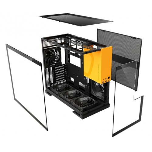 Купить Корпус Geometric Future Model 5F Glass без БП (GEO-M5F-BY) Black/Yellow с проверкой совместимости: обзор, характеристики, цена в Киеве, Днепре, Одессе, Харькове, Украине | интернет-магазин TELEMART.UA фото