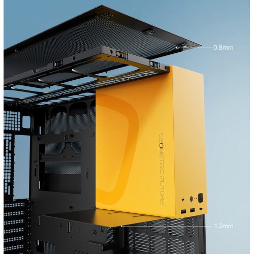 Купить Корпус Geometric Future Model 5F Glass без БП (GEO-M5F-BY) Black/Yellow с проверкой совместимости: обзор, характеристики, цена в Киеве, Днепре, Одессе, Харькове, Украине | интернет-магазин TELEMART.UA фото