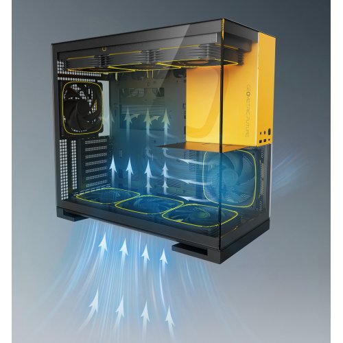 Купить Корпус Geometric Future Model 5F Glass без БП (GEO-M5F-BY) Black/Yellow с проверкой совместимости: обзор, характеристики, цена в Киеве, Днепре, Одессе, Харькове, Украине | интернет-магазин TELEMART.UA фото