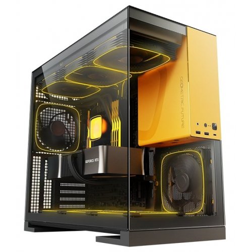 Корпус Geometric Future Model 5F Glass без БП (GEO-M5F-BY) Black/Yellow купить в Украине: Киев, Днепр, Харьков, Одесса  | Проверка совместимости, низкая цена, отзывы, характеристики от TELEMART фото