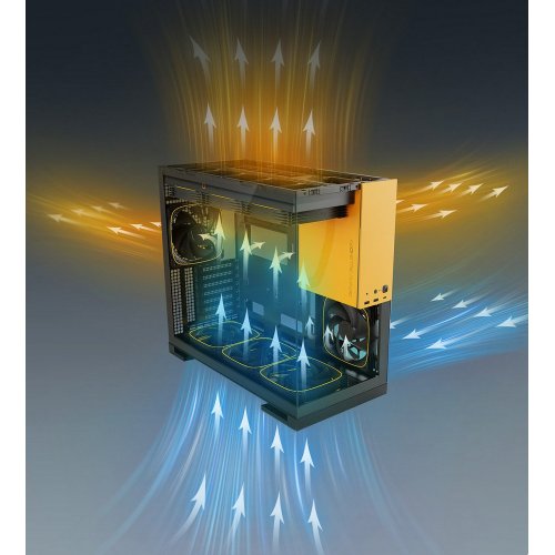 Корпус Geometric Future Model 5F Glass без БП (GEO-M5F-BY) Black/Yellow купить в Украине: Киев, Днепр, Харьков, Одесса  | Проверка совместимости, низкая цена, отзывы, характеристики от TELEMART фото