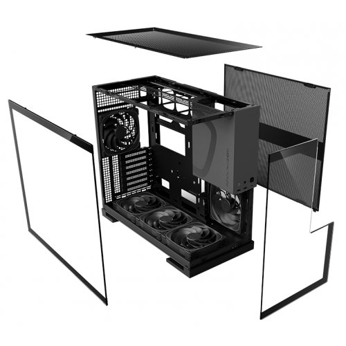 Купить Корпус Geometric Future Model 5F Glass без БП (GEO-M5F-BG) Black/Grey с проверкой совместимости: обзор, характеристики, цена в Киеве, Днепре, Одессе, Харькове, Украине | интернет-магазин TELEMART.UA фото