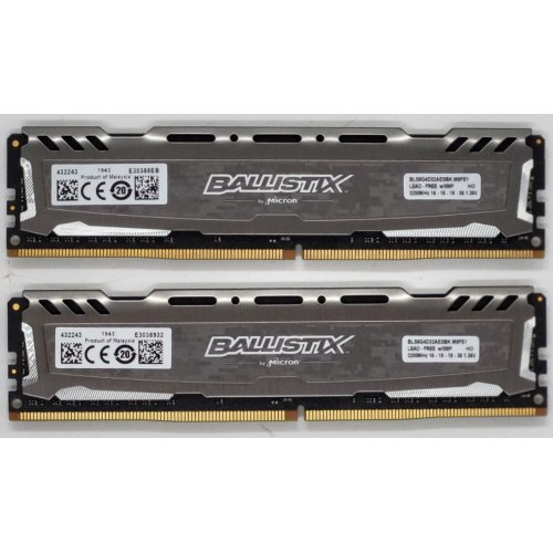 Купить Озу Crucial DDR4 16GB (2x8GB) 3200Mhz Ballistix Sport LT Gray (BLS2K8G4D32AESBK) (Восстановлено продавцом, 803068) с проверкой совместимости: обзор, характеристики, цена в Киеве, Днепре, Одессе, Харькове, Украине | интернет-магазин TELEMART.UA фото