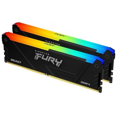 ОЗУ Kingston DDR4 16GB (2x8GB) 3200Mhz FURY Beast RGB Black (KF432C16BB2AK2/16WP) купить в Украине: Киев, Днепр, Харьков, Одесса  | Проверка совместимости, низкая цена, отзывы, характеристики от TELEMART фото