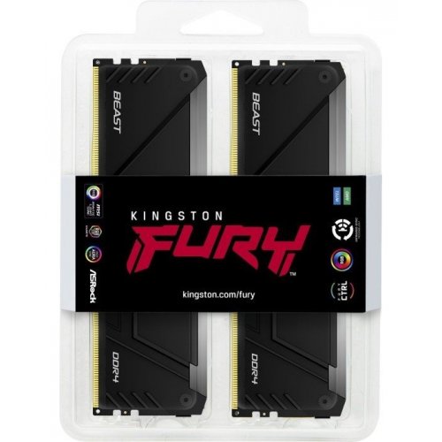 ОЗУ Kingston DDR4 16GB (2x8GB) 3200Mhz FURY Beast RGB Black (KF432C16BB2AK2/16WP) купить в Украине: Киев, Днепр, Харьков, Одесса  | Проверка совместимости, низкая цена, отзывы, характеристики от TELEMART фото