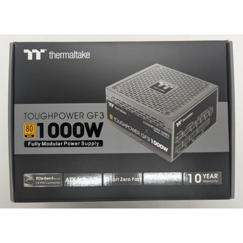 Блок живлення Thermaltake Toughpower GF3 1000W (PS-TPD-1000FNFAGE-4) (Стан нового, 803524) купити з перевіркою сумісності: огляд, характеристики, ціна у Києві, Львові, Вінниці, Хмельницькому, Івано-Франківську, Україні | інтернет-магазин TELEMART.UA фото