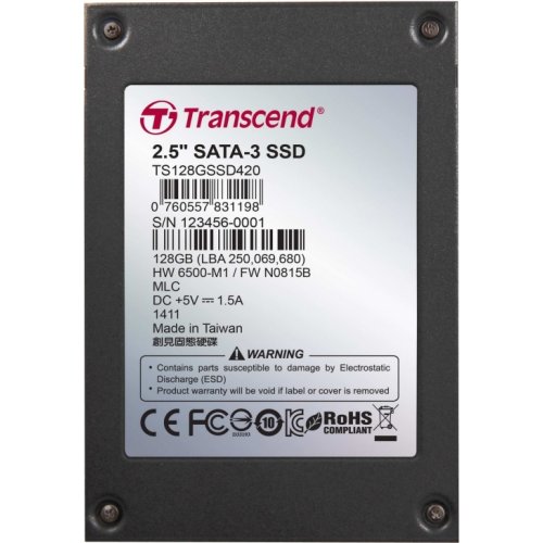 Продати SSD-диск Transcend MLC 128GB 2.5" (TS128GSSD420I) за Trade-In у інтернет-магазині Телемарт - Київ, Дніпро, Україна фото
