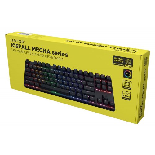 Купить Клавиатура HATOR Icefall Mecha TKL Rainbow Origin Red Linear Wireless (HTK287) Black - цена в Харькове, Киеве, Днепре, Одессе
в интернет-магазине Telemart фото
