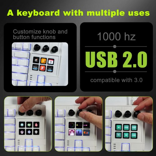 Купити Клавіатура MiraBox LCD AI K1 Pro Mechanical Red Linear Switches White - ціна в Києві, Львові, Вінниці, Хмельницькому, Франківську, Україні | інтернет-магазин TELEMART.UA фото