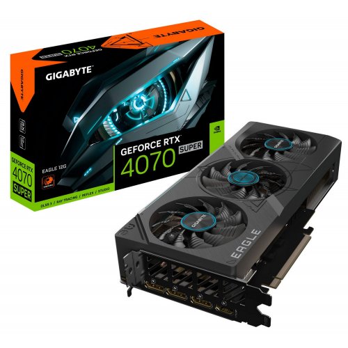 Купить Видеокарта Gigabyte GeForce RTX 4070 SUPER EAGLE 12288MB (GV-N407SEAGLE-12GD) (Восстановлено продавцом, 804002) с проверкой совместимости: обзор, характеристики, цена в Киеве, Днепре, Одессе, Харькове, Украине | интернет-магазин TELEMART.UA фото