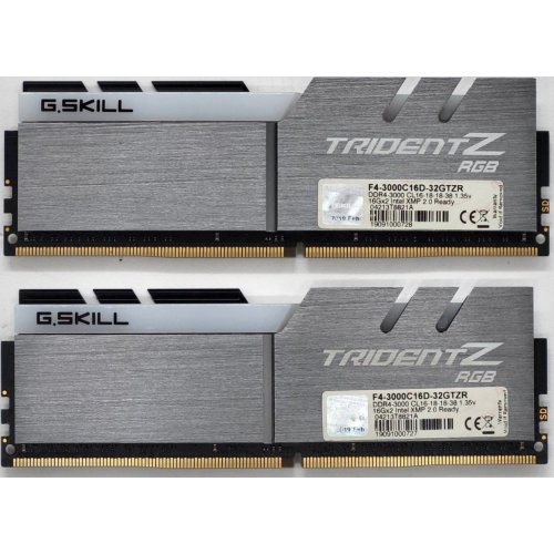 Купить Озу G.Skill DDR4 32GB (2x16GB) 3000Mhz Trident Z RGB Black (F4-3000C16D-32GTZR) (Восстановлено продавцом, 804020) с проверкой совместимости: обзор, характеристики, цена в Киеве, Днепре, Одессе, Харькове, Украине | интернет-магазин TELEMART.UA фото
