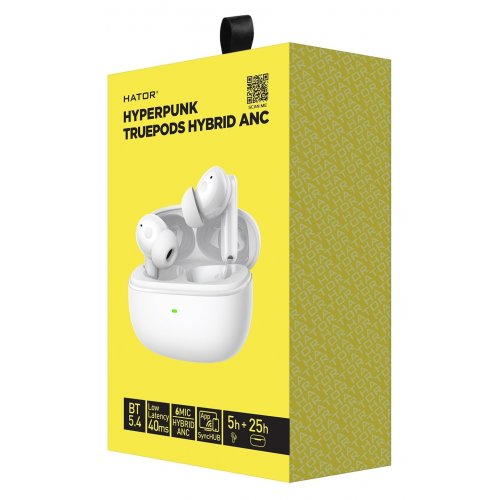 Уцінка навушники HATOR Hyperpunk Truepods Hybrid ANC (HTA432) White (Сліди використання, 804289) купити в Україні: Київ, Львів, Хмельницький, Тернопіль | Низька ціна, відгуки, характеристики від TELEMART фото