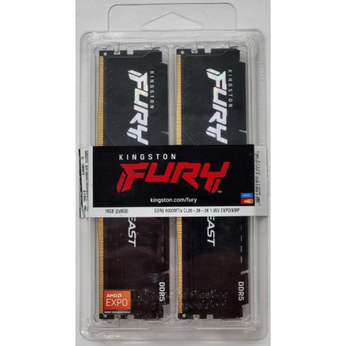 Озп Kingston DDR5 16GB (2x8GB) 6000Mhz FURY Beast (KF560C36BBEK2-16) (Відновлено продавцем, 804474) купити в Україні: Київ, Львів, Хмельницький, Тернопіль | Перевірка сумісності, низька ціна, відгуки, характеристики від TELEMART фото