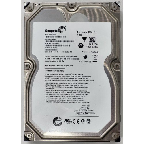 Жорсткий диск Seagate Barracuda 7200.12 1TB 32MB 7200RPM 3.5" (ST31000528AS) (Відновлено продавцем, 804476) купити в Україні: Київ, Львів, Хмельницький, Тернопіль | Перевірка сумісності, низька ціна, відгуки, характеристики від TELEMART фото