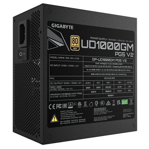 Блок живлення Gigabyte UD1000GM PG5 V2 1000W (GP-UD1000GM PG5 V2) Black купити в Україні: Київ, Львів, Хмельницький, Тернопіль | Перевірка сумісності, низька ціна, відгуки, характеристики від TELEMART фото