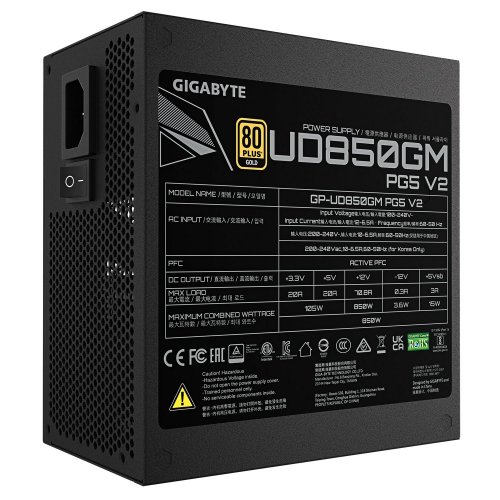 Блок живлення Gigabyte UD850GM PG5 V2 850W (GP-UD850GM PG5 V2) Black купити в Україні: Київ, Львів, Хмельницький, Тернопіль | Перевірка сумісності, низька ціна, відгуки, характеристики від TELEMART фото