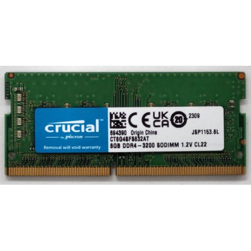 Озп Crucial SODIMM DDR4 8GB 3200Mhz (CT8G4SFRA32A) (Відновлено продавцем, 804819) купити в Україні: Київ, Львів, Хмельницький, Тернопіль | Перевірка сумісності, низька ціна, відгуки, характеристики від TELEMART фото