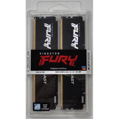 Озу Kingston DDR5 32GB (2x16GB) 6000Mhz FURY Beast Black (KF560C40BBK2-32) (Восстановлено продавцом, 804855) купить в Украине: Киев, Днепр, Харьков, Одесса  | Проверка совместимости, низкая цена, отзывы, характеристики от TELEMART фото