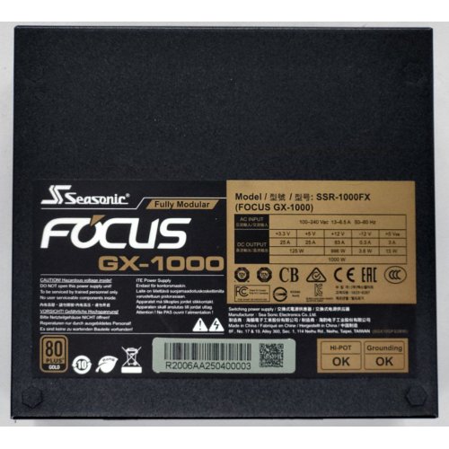 Блок питания Seasonic Focus GX-1000W Gold (SSR-1000FX) (Восстановлено продавцом, 805018) купить в Украине: Киев, Днепр, Харьков, Одесса  | Проверка совместимости, низкая цена, отзывы, характеристики от TELEMART фото
