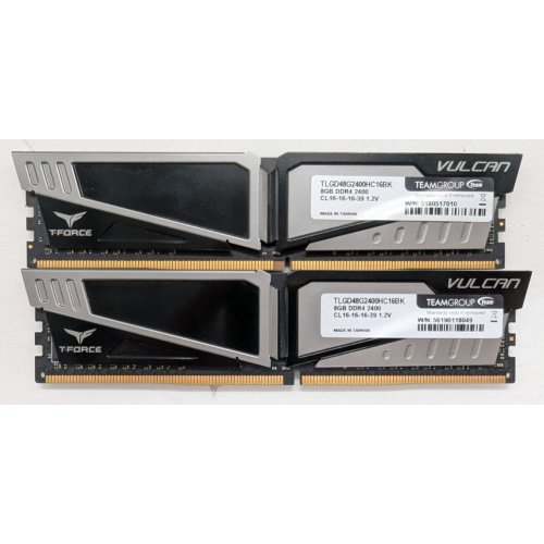 Озу Team DDR4 16GB (2x8GB) 2400Mhz T-Force Vulcan Gray (TLGD416G2400HC14DC01) (Восстановлено продавцом, 805327) купить в Украине: Киев, Днепр, Харьков, Одесса  | Проверка совместимости, низкая цена, отзывы, характеристики от TELEMART фото