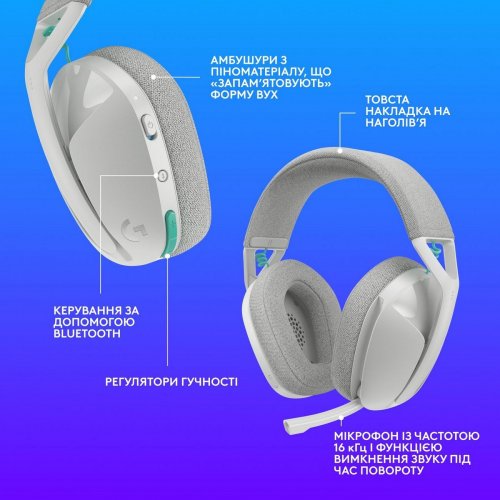 Наушники Logitech G321 Lightspeed Wireless (981-001569) White купить в Украине: Киев, Днепр, Харьков, Одесса  | Низкая цена, отзывы, характеристики от TELEMART фото