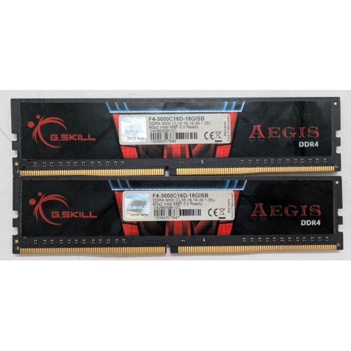 Озу G.Skill DDR4 16GB (2x8GB) 3000Mhz Aegis (F4-3000C16D-16GISB) (Восстановлено продавцом, 805673) купить в Украине: Киев, Днепр, Харьков, Одесса  | Проверка совместимости, низкая цена, отзывы, характеристики от TELEMART фото