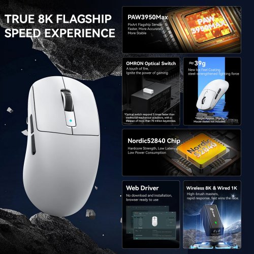 Мышка Attack Shark R6 Wireless (AS-6972792470412-W) White купить в Украине: Киев, Днепр, Харьков, Одесса  | Низкая цена, отзывы, характеристики от TELEMART фото