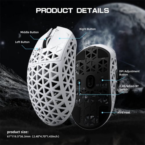 Мышка Attack Shark R5 Ultra Wireless (AS-6972792470924-W) White купить в Украине: Киев, Днепр, Харьков, Одесса  | Низкая цена, отзывы, характеристики от TELEMART фото