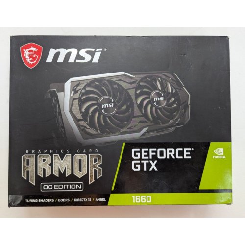 Видеокарта MSI GeForce GTX 1660 ARMOR OC 6144MB (GTX 1660 ARMOR 6G OC) (Восстановлено продавцом, 805698) купить в Украине: Киев, Днепр, Харьков, Одесса  | Проверка совместимости, низкая цена, отзывы, характеристики от TELEMART фото